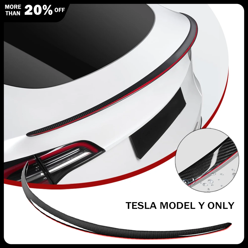 

For Tesla Mode Y 2023 Real Carbon Fiber Rear Trunk Wing Spoiler Original Spoiler Lip 2021-2022 Car Accessories Modification