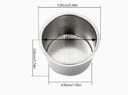 Stainless Steel Espresso Coffee Filter Basket - 1/2 Cup Capacity (E)