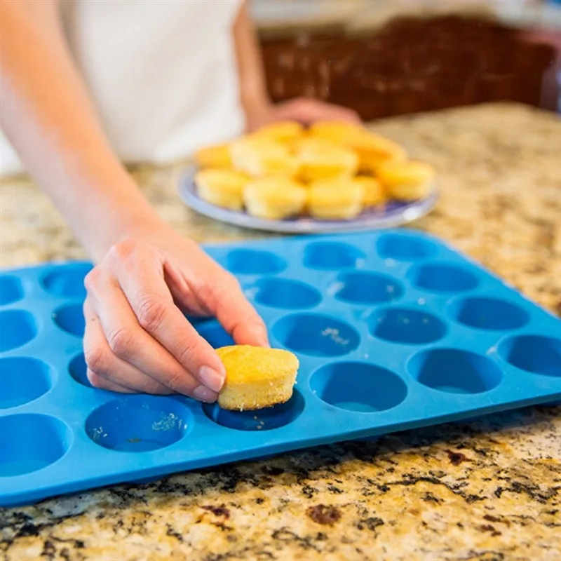 Barabesty Moule Silicone 20 Trous Anti-Adhésif Pour Mini Pizzas, Pains Et Hamburgers - Cuisson Parfaite
