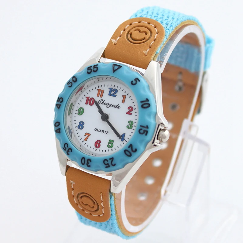 Beautiful Boys Girls Quartz Watch Kids Children's Fabric Strap Student Time Clock Wristwatch Colorful Number Dial birthday Gifts 4