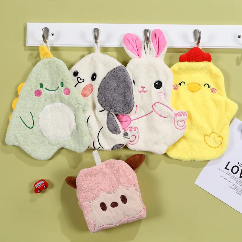 Cartoon Animal Shape Wipe Hand Towel for Kids Coral Velvet Kitchen Bathroom Absorbent Cleaning Dishcloth Towels microfiber towel,hand towel,microfiber hand towel
