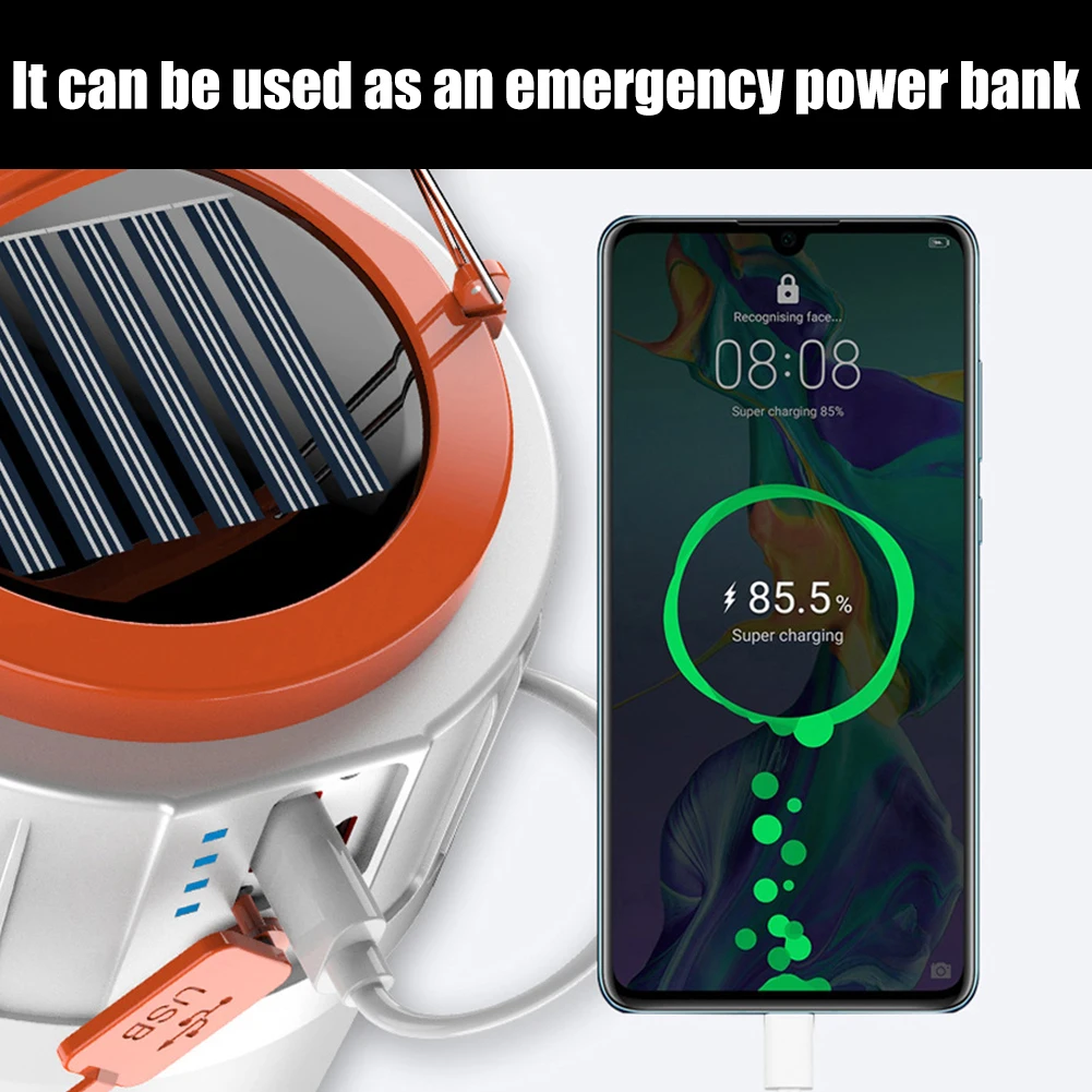 Solar LED Camping Light USB Rechargeable 6 Mode Tent Lamp Outdoor Waterproof Portable Lantern Emergency Bulb Flashlight 1000W camping light,portable lanterns,camping lamp,camping lantern