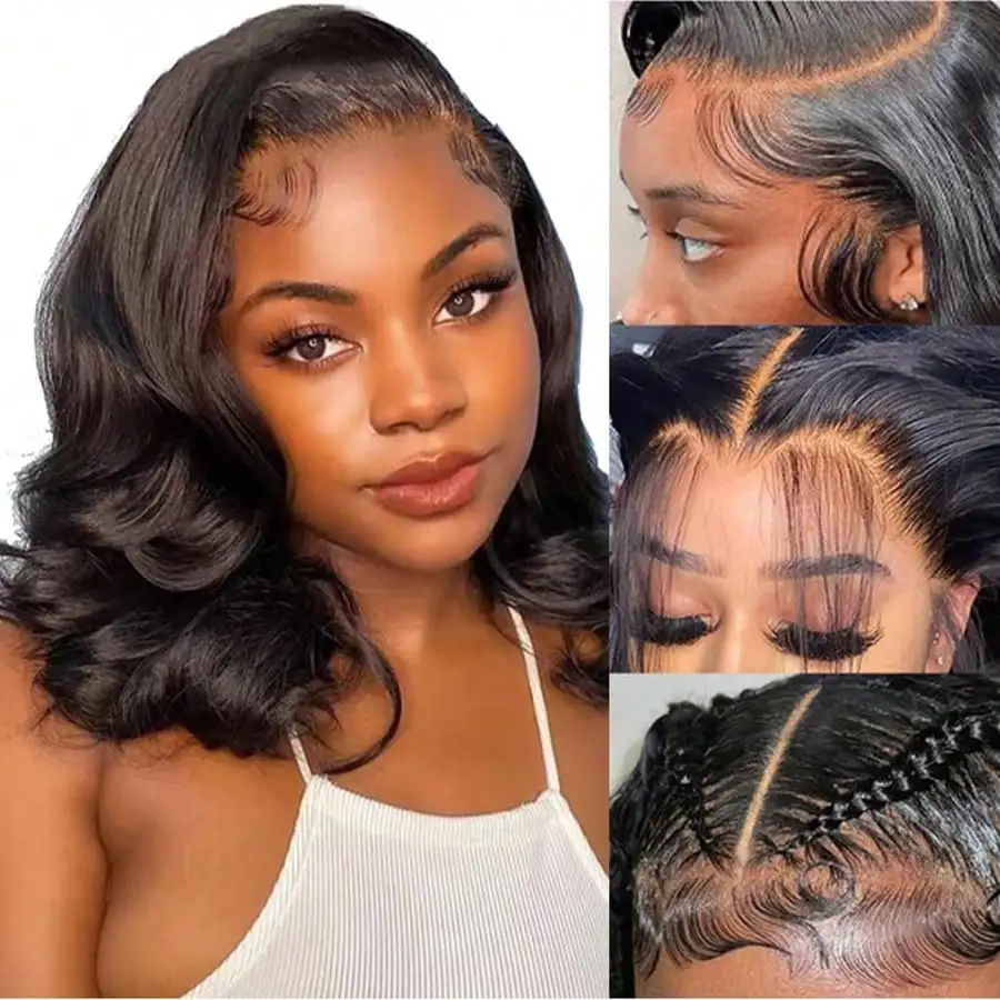 16 Inch 13x4 Body Wave HD Transparent Lace Front Human Hair Wig Brazilian Pre Plucked Closure Lace Wig for Women 3