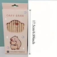 12 pcs Capybara Wooden Colored Pencils Set ketch Drawing Pencils for School Office & Party Gift 2