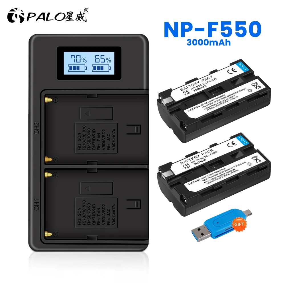 Palo 1-4 Pz Np-F550 Np-F330 Np F550 Np F330 Fotocamera Batteria + Lcd Doppio Caricatore Usb Per Sony Np-F550 Np-750 Yongnuo Luci Della Fotocamera