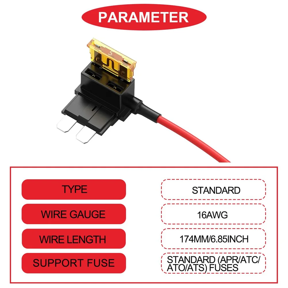 16-teiliger Standard-Sicherungshahn, 12-V-Auto-Zusatzadapter mit 5 A APR ATO-Sicherungssätzen, Abzieher und Schrumpfstoßverbinder für LKWs – Detail 2