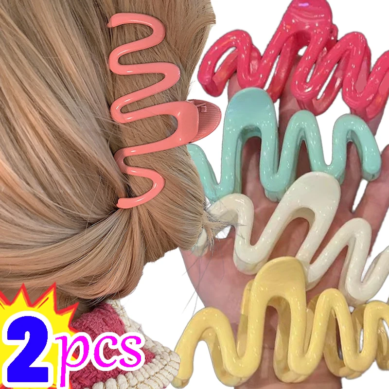 Wave Crab Claw Clips Donna Candy Color Hair Clip Dopamine Sweet Hair Claw Hairpin Clip Di Granchio Irregolare Accessorio Per Capelli Copricapo