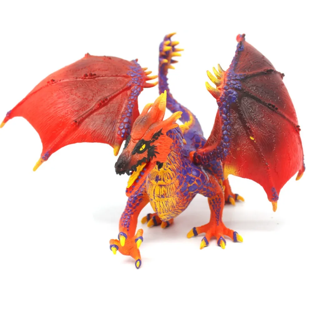 Ice Flying Dragon Mythical Figurine - Fire-Breathing Western Beast PVC Toy Ornament