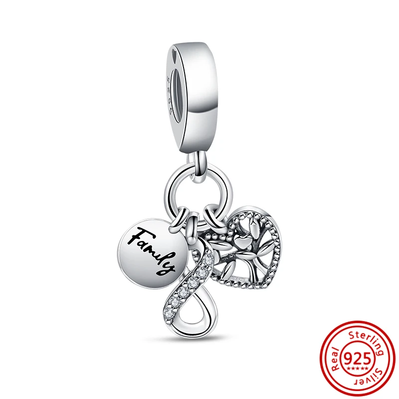 100% 925 Sterling Silver Infinite Eternity Style Love Family Friend Shiny Beads Fit Original Pandora Charms Bracelet DIY Jewelry