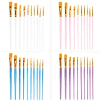 10pcs/sest Professional Artist Nylon Paint Brush Set Watercolor Painting Brushes New Colors 1
