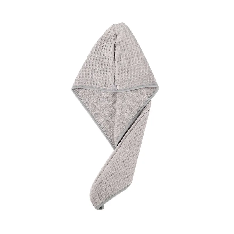 Waffle Thickened Double-layer Pure Cotton Dry Hair Cap Absorbent Bag Turban Wash Hair Wipe Head Towel Shower Cap 4