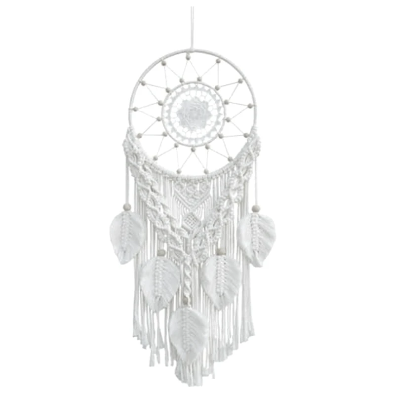 

Macrame Dream Catchers For Bedroom Adult Dream Catcher Wall Decor Boho Wall Hanging With Woven Leaves Home Decoration White