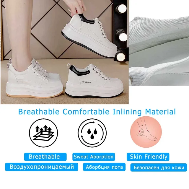 Fujin 8cm Genuine Leather Vulcanize Summer High Brand Comfy Chunky Sneaker Loafer Spring Autumn Platform Vulcanize Women Shoes 2