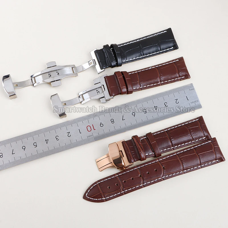 Premium Leather Watch Strap with Universal Butterfly Clasp (Multiple Sizes Available)