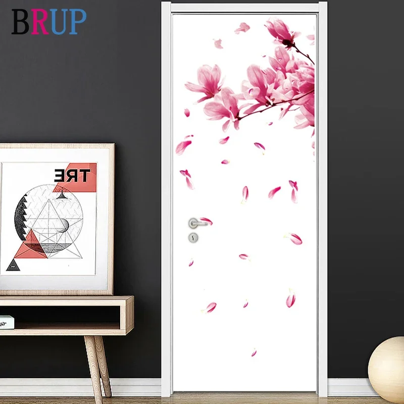 

60*128cm Beautiful Flower Door Decoration Romantic Petal Wall Stickers Kids Room Decoration Creative Art Wall Decals Removable