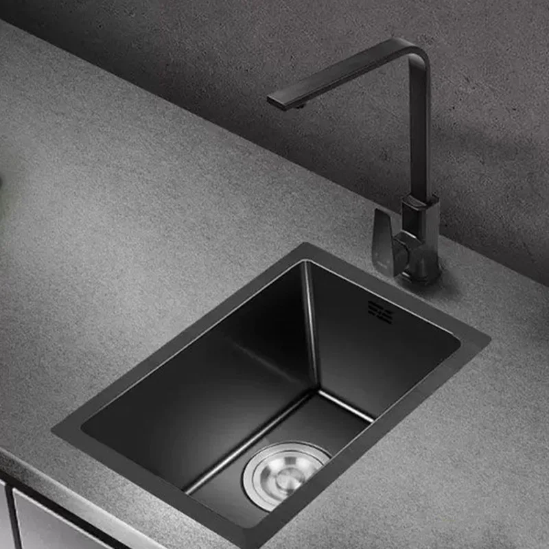 304 Stainless Steel Black Nano Sink Single Slot Small Size Kitchen Under-counter Basin Mini Bar Island Sink