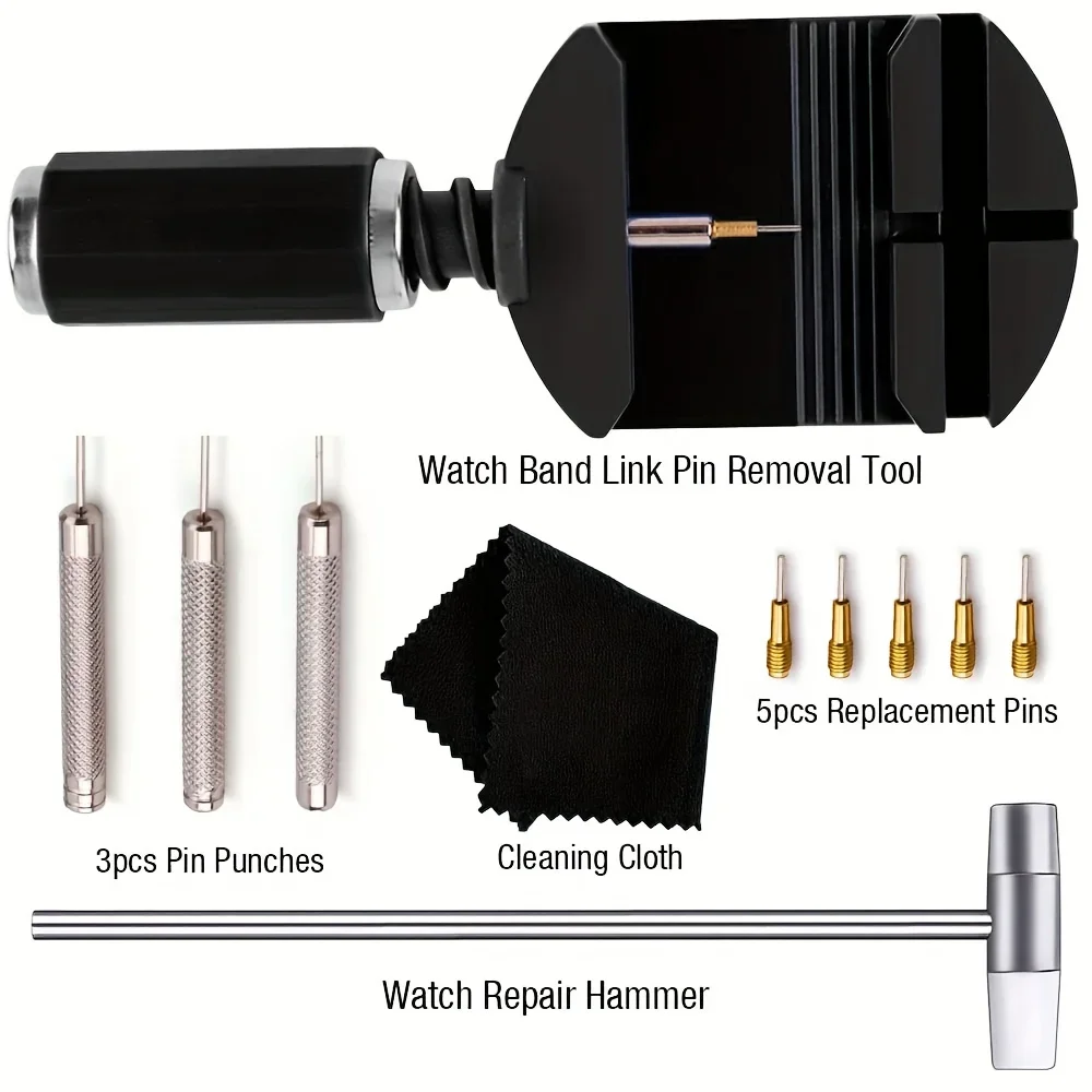 11pcs Watch Link Removal Tool Kit Band Strap Chain Pin Remover Repair for Band Strap Adjustment