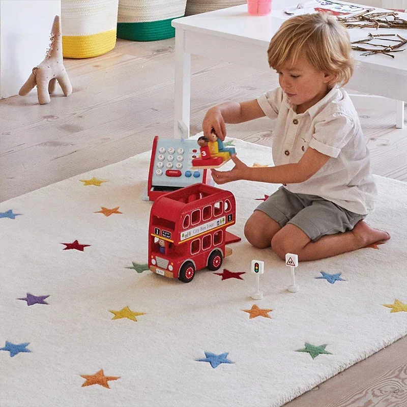 

Cute Cartoon Bedroom Bedside Children's Crawling Carpet Simple Living Room Decoration Rug Luxury Study Cloakroom Non-slip Rugs