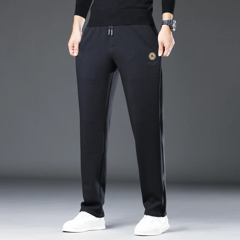 Men's Casual Pants Winter Fall Men's Warm Thick Imitation Cotton Pants Elastic Pocket Work Plus size pant suit  M-6XL  LY6067 4