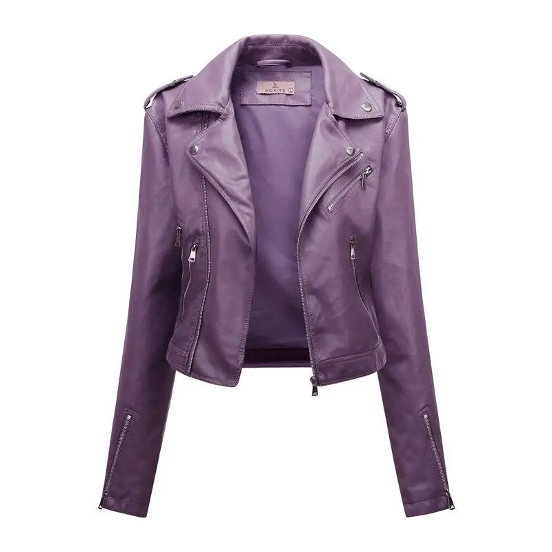 2023 Autumn New Women Temperament Slim Leather Jacket Female Short Casual PU Leather Outwear Fashionable All-matching Outcoat