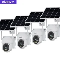 XIAOVV 3MP caméra solaire sans fil à 2 objectifs caméra PTZ WiFi avec batterie intégrée caméra de Surveillance vidéo longue durée de veille iCsee 1