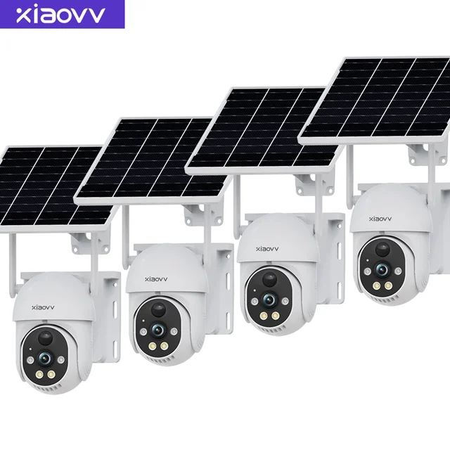 XIAOVV 3MP caméra solaire sans fil à 2 objectifs caméra PTZ WiFi avec batterie intégrée caméra de Surveillance vidéo longue durée de veille iCsee 1