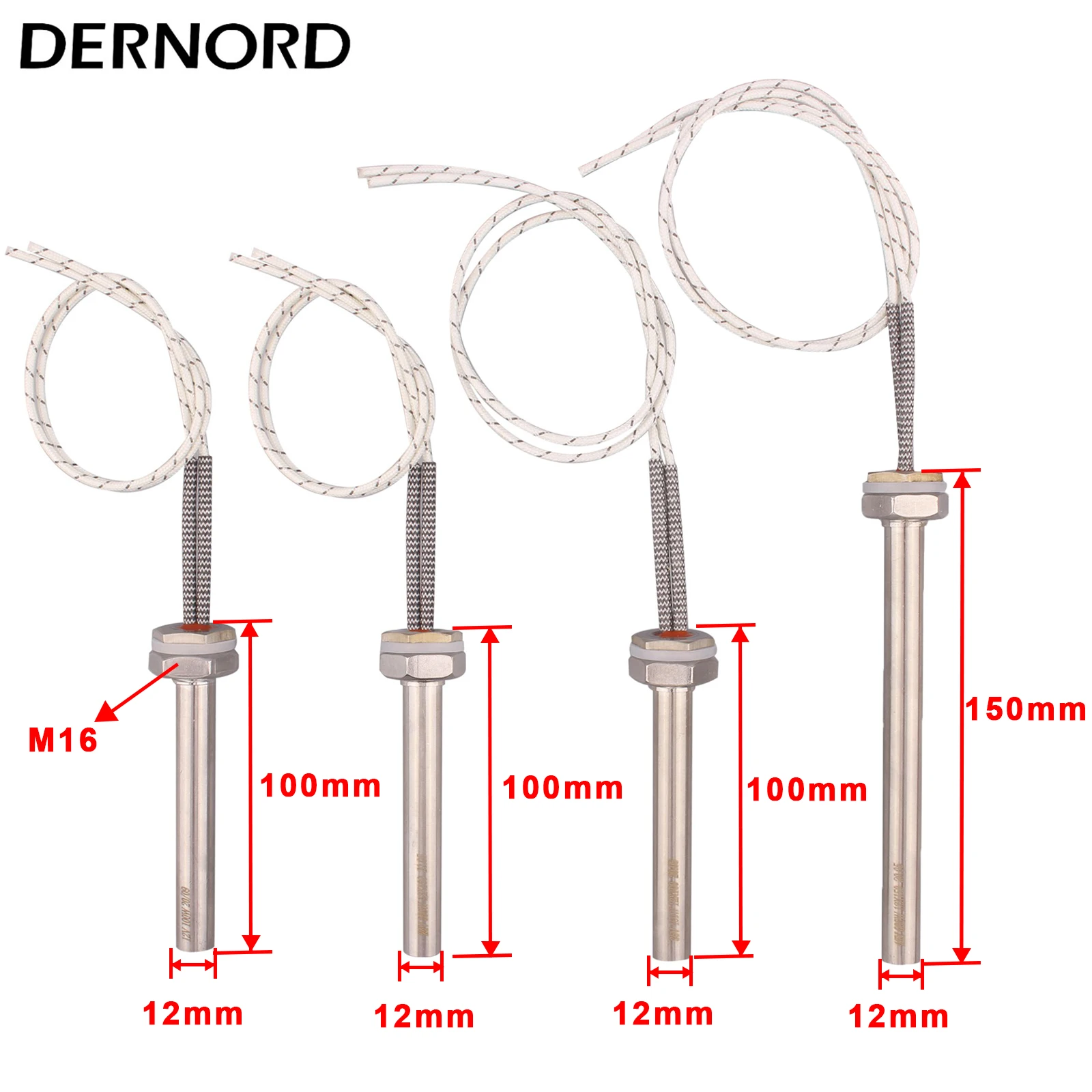 Cartridge Heaters DERNORD M16 12V 24V 36V 48V Stainless Steel Electric Tubular Heating Element 24V DC
