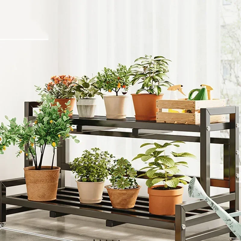 Tiered Display Plant Rack Shelf Universal Outdoor Metal Square Plant Rack Shelf Luxury Black Plantenrek Balcony Furniture plant stand