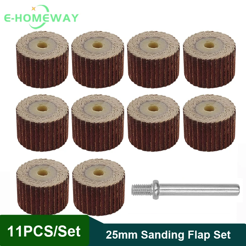 Rustark 14-Piece Flap Wheel Sander Set - 1/4" Shank 80 Grit For Metal Wood