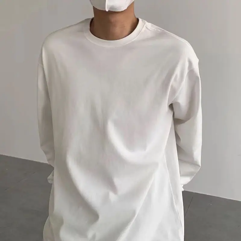 

2023 Spring and Autumn Fashion Casual Loose Round Neck Solid Color Simple and Elegant Versatile Underlay Men's Oversize T-shirt