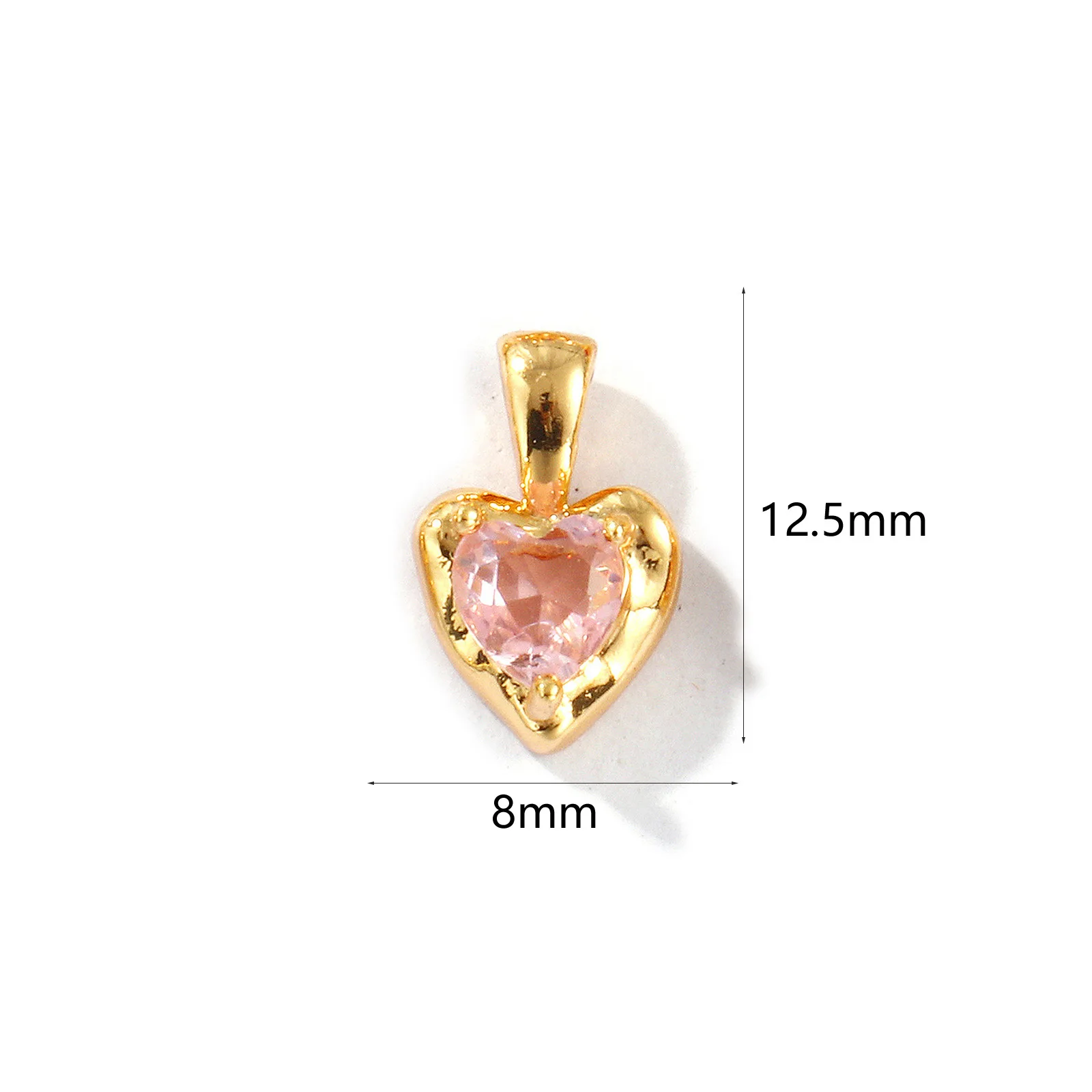 2 Stück Herz-Messing- und Strass-Geburtsstein-Charms, 18 Karat vergoldet, Anhänger für DIY-Halskette, Ohrringe, Schmuckherstellung, 12,5 mm x 8 mm – Detail 7