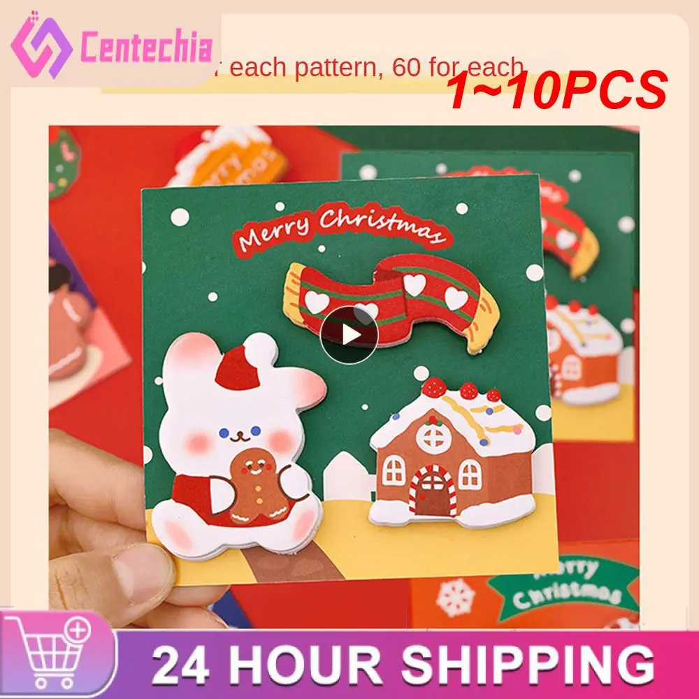 

1~10PCS Piece Lytwtw's Christmas Sticker Sticky Notes Cute Kawaii Cartoon Adhesive Notepad Memo Pad Office Supply School