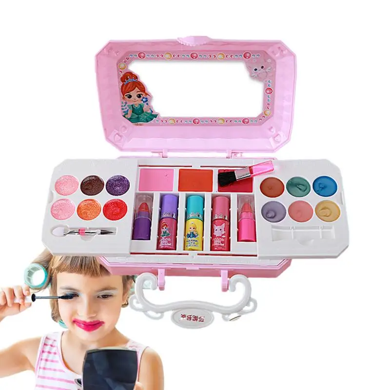 

Kids Makeup Kit Washable Little Girls Princess Make Up Toys Fold Out Makeup Palette Play Make Up Toys Makeup Vanities For Little