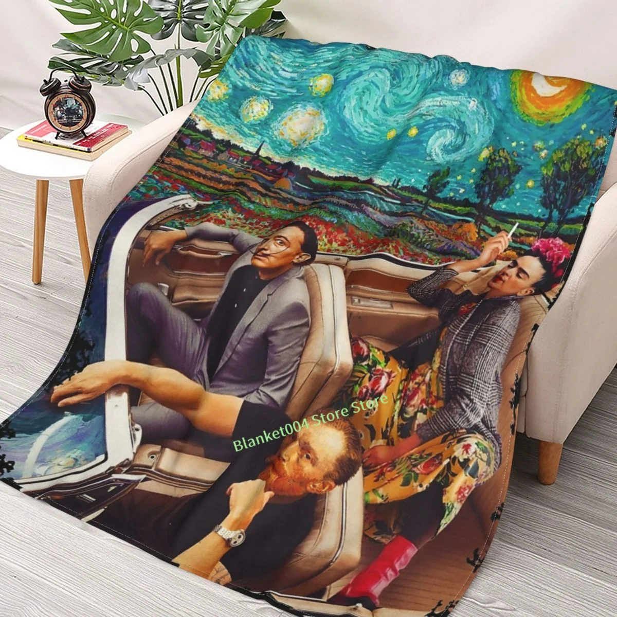 

Vincent-Van-Gogh-Frida-Salvador-Dali-Banksy-car Throw Blanket printed sofa bedroom decorative blanket children adult Christmas