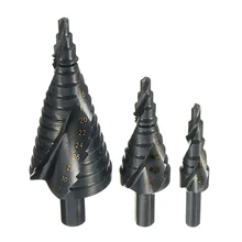 

3PCS/Set HSS Straight Groove Step Drill Bit Set 4-12/20/32mm Titanium Coated Wood Metal Hole Cutter Core Drill Bit Set