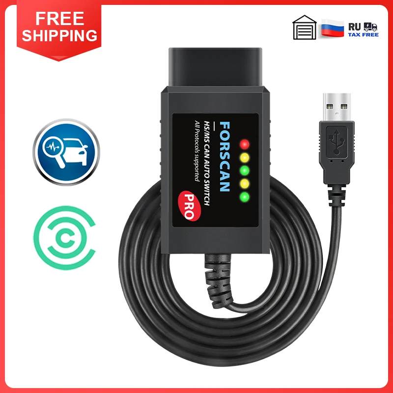 FORScan Pro ELM327 V1.5 for Ford Coding USB OBD2 Scanner Adapter Car Diagnostic Tool HS/ MS CAN