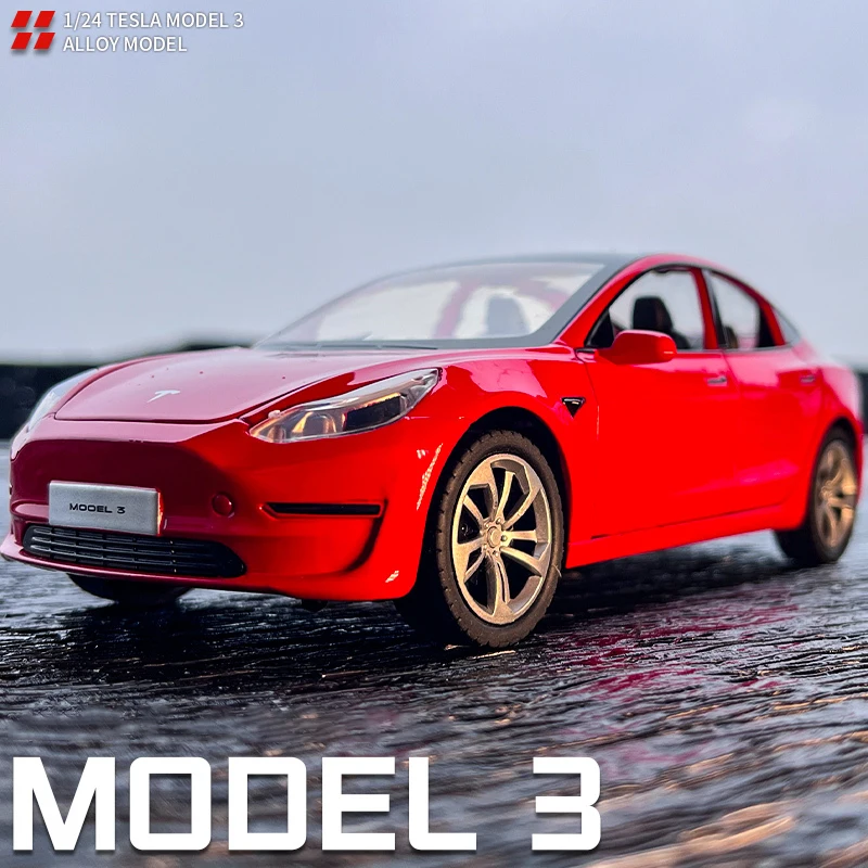 1:24 Tesla 3 Model Y Roadster Legering Model Auto Speelgoed Diecasts Metal Casting Geluid En Licht Auto Voor kinderen Voertuig - AliExpress