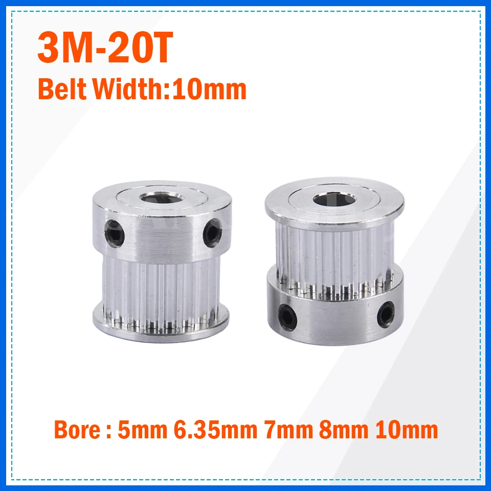 HTD 3M 20 Teeth Timing Belt Pulley Bore 5/6/6.35/7/8/10mm 3M Synchronous Wheel Gears For Belt Width 10/15mm 20T