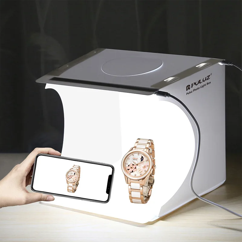 Photo studio box LED 20 cm Light box Portable Fold Mini 1100LM Photography Softbox Shooting Tent Box Kit 6 Color Backdrops led photo lighting photo studio light tent