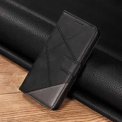 Elegant Leather Flip Wallet Card Phone Case with Lingge Splicing Design - OPPO Reno8 T 5G (I3 - Black)