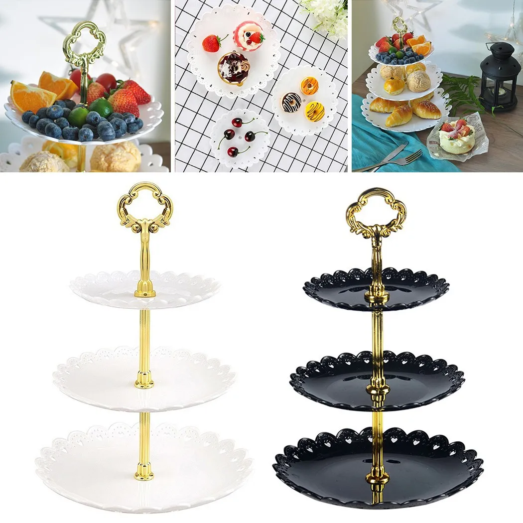 

3-Tier Cupcake Stand Fruit Plate Holder Desserts Snacks Candies Buffet Stand Tower For Christmas Wedding Party Cake Dessert Tray
