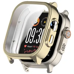 Soft TPU Full Case Cover & Protective Shell Bumper with Screen Protector for Realme Watch5 (Light Gold)