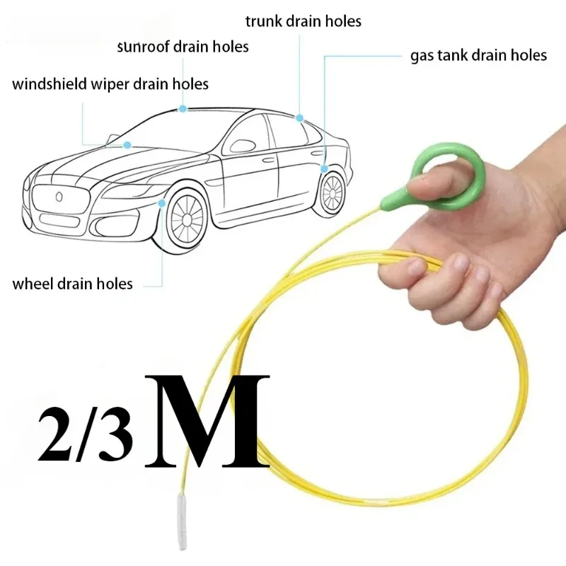 2/3m Car Sewer Unclogger Cleaning Brush Car Sunroof Long Hose Drain Hole Drain Unclogger Car Cleaning Tools  Auto Accessories 3