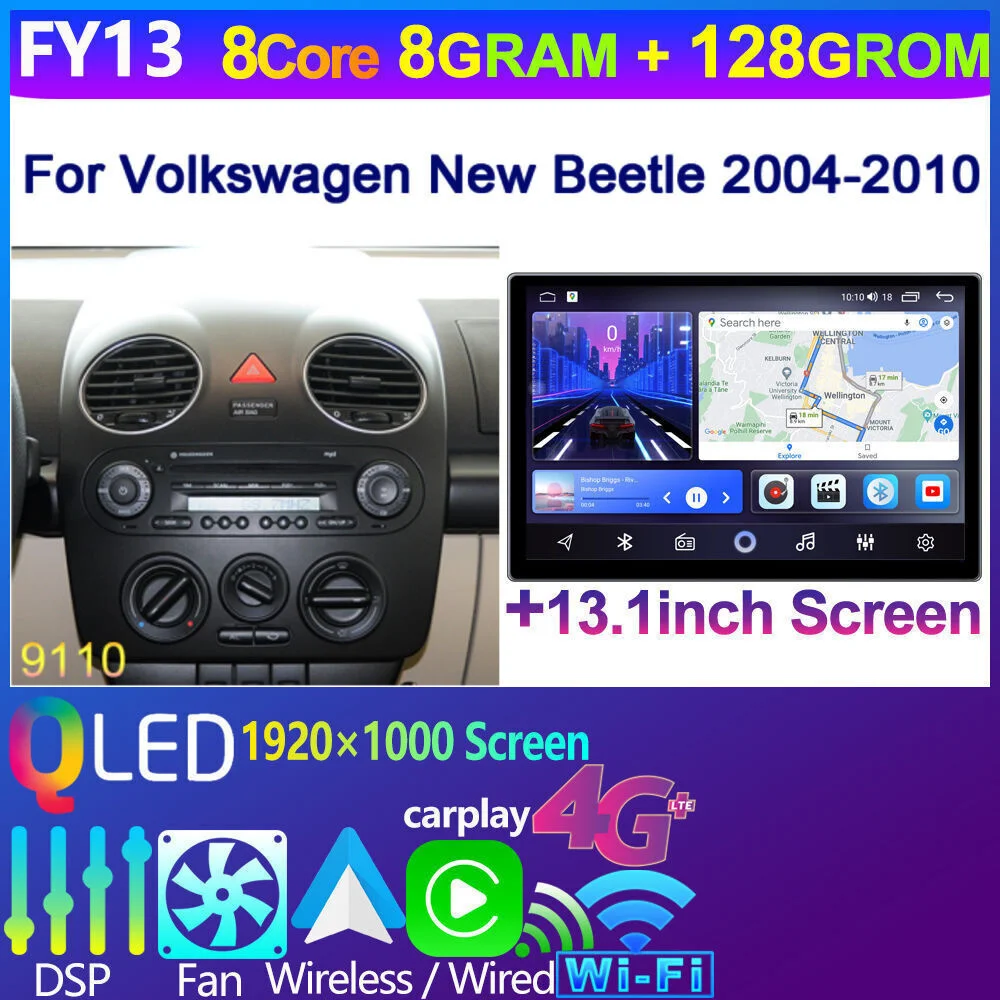 Android 15 Car Stereo For VW Beetle 2004-2010 | 9-inch Touchscreen, Wireless CarPlay, 4+64GB, GPS, Backup Camera