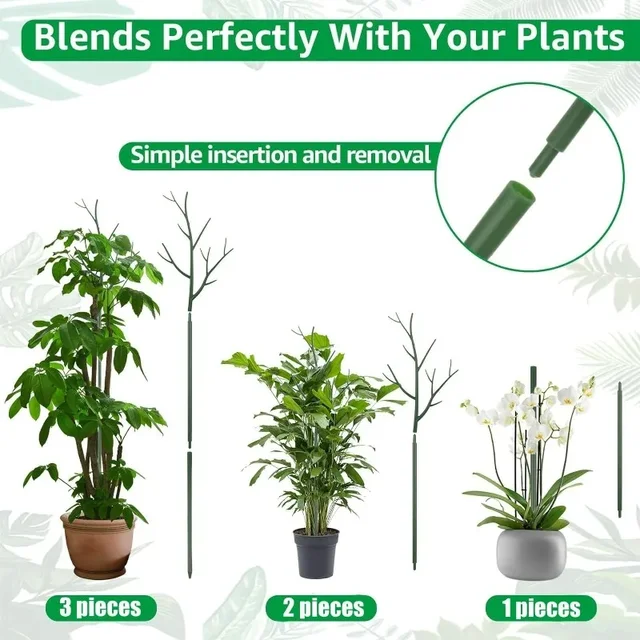 3/24PCS Twig Plant Support Brackets Stackable Green Plants Growth Stakes Detachable Monstera Climbing Stakes for Indoor Outdoor 6