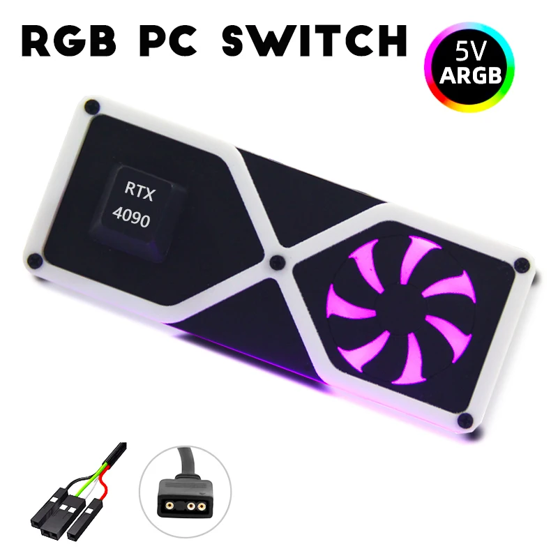 RGB PC power switch ARGB Colorful Ligth Start On/Off External computer PC Switch Motherboard Start PC Case Accessory 5V3P