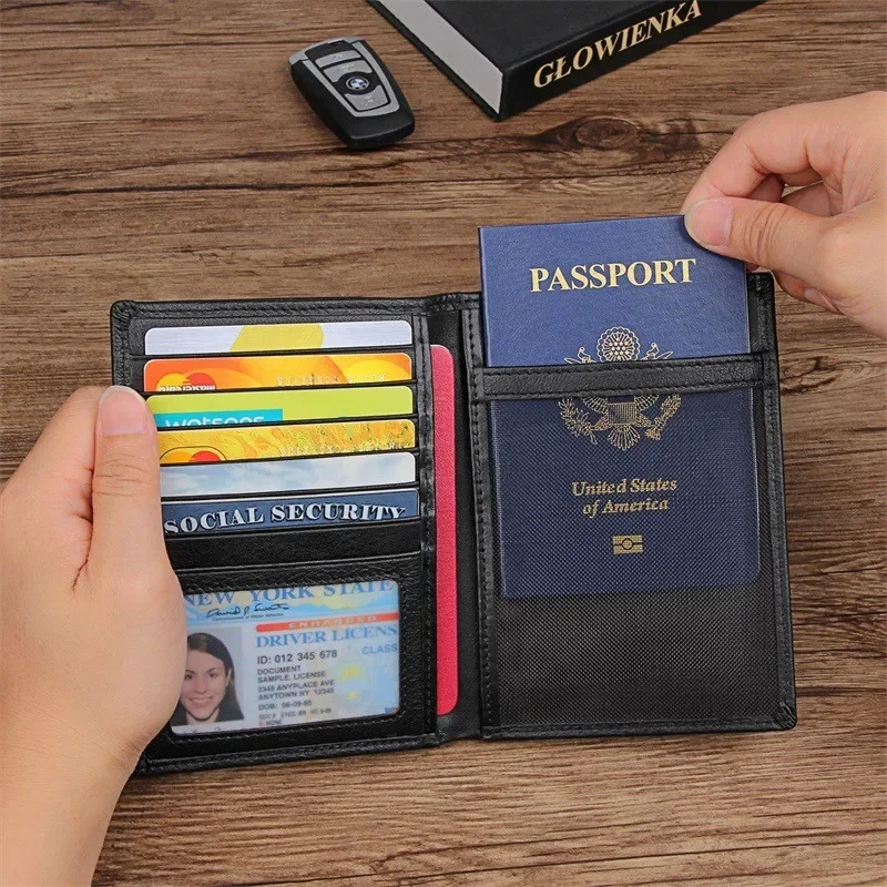 Premium Leather Passport Holder Travel Document Bag Multifunctional Passport Cover for International Travel And Air Ticket Stora