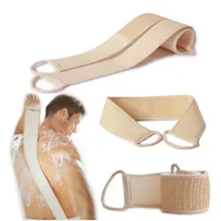 Natural Cotton Linen Long Strip Bath Towel Powerful Exfoliating Back Massage Rubbing Shower Brush Body Scrubber Cleaning Tool 2
