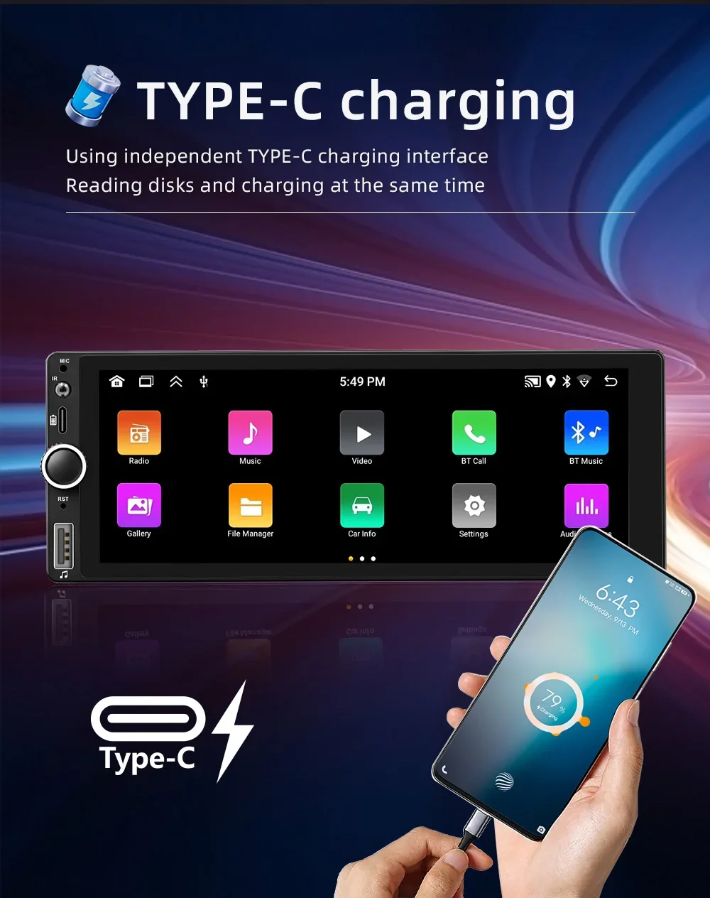 Sa584c271f27047de8b09be228724dd710 Universal Car Radio 6.86" 1Din Android Player Touch Screen WiFi Carplay Car Stereo Video GPS Navigation IPS Screen MP5 Player