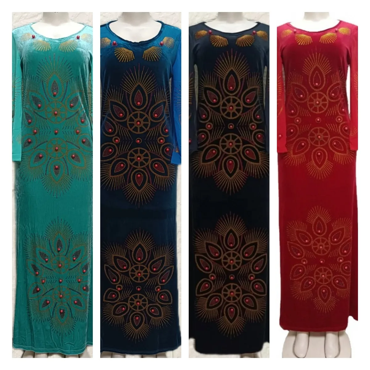 

Африканская мама модное платье стрейч Алмазный бархат ткань передние и задние рукава горячее сверление платье